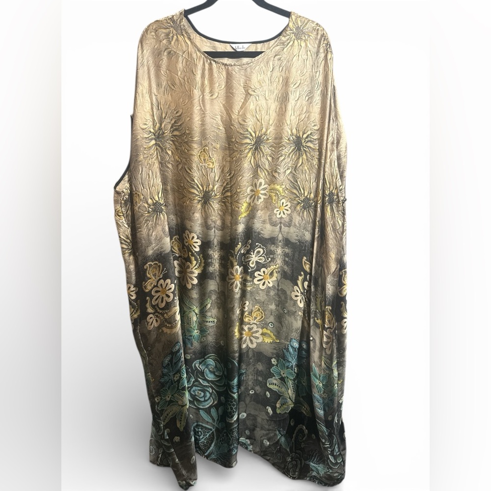 Silk‎ Chiffon Oversized Boho Floral Kaftan Maxi Dress One Size